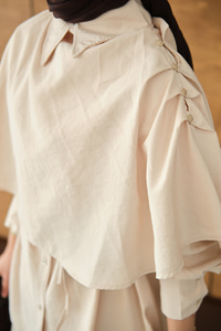 Şal Detay Bel Bağlamalı Gömlekli Takım Krem