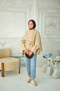 Şal Detay Kısa Trenç Bej