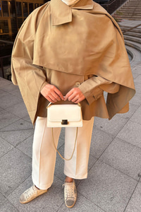 Şal Detay Kısa Trenç Haki Yeşil