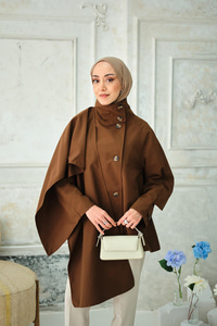 Şal Detay Kısa Trenç Kahverengi