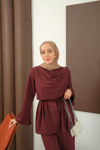 Şal Detay Takım Bordo