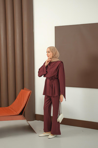 Şal Detay Takım Bordo