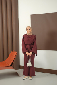 Şal Detay Takım Bordo