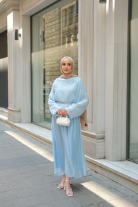 Şal Yaka Tensel Takım Bebe Mavi