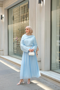 Şal Yaka Tensel Takım Bebe Mavi