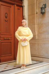 Şal Yaka Tensel Takım Sarı