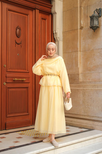 Şal Yaka Tensel Takım Sarı