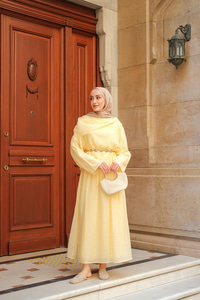 Şal Yaka Tensel Takım Sarı