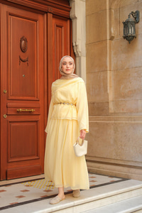 Şal Yaka Tensel Takım Sarı