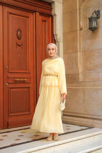 Şal Yaka Tensel Takım Sarı