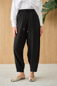 Şalvar Kesim Beli Ayarlanabilir Pantolon Siyah