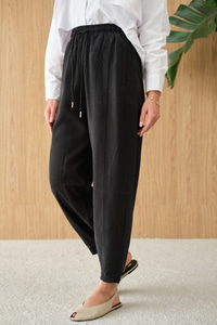 Şalvar Kesim Beli Ayarlanabilir Pantolon Siyah