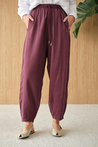 Şalvar Kesim Beli Ayarlanabilir Pantolon Mürdüm