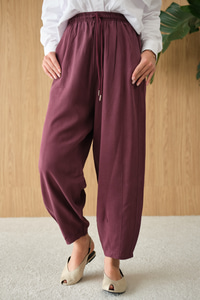 Şalvar Kesim Beli Ayarlanabilir Pantolon Mürdüm