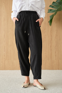 Şalvar Kesim Beli Ayarlanabilir Pantolon Siyah