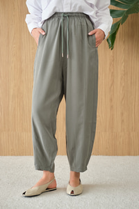 Şalvar Kesim Beli Ayarlanabilir Pantolon Haki Yeşil