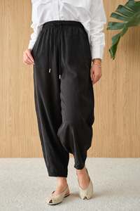 Şalvar Kesim Beli Ayarlanabilir Pantolon Siyah