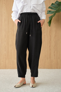 Şalvar Kesim Beli Ayarlanabilir Pantolon Siyah