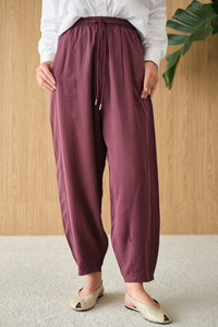 Şalvar Kesim Beli Ayarlanabilir Pantolon Mürdüm