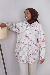 Uygun Fiyatlı SANEL GARNILI CEPLI GOMLEK BEYAZ | Loccomoda.com 