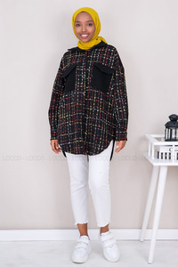 Uygun Fiyatlı SANEL GARNILI CEPLI GOMLEK SIYAH | Loccomoda.com 