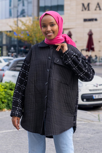 Uygun Fiyatlı SANEL GARNILI KAPITONE GOMLEK SIYAH | Loccomoda.com 