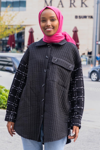 Uygun Fiyatlı SANEL GARNILI KAPITONE GOMLEK SIYAH | Loccomoda.com 