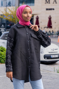 Uygun Fiyatlı SANEL GARNILI KAPITONE GOMLEK SIYAH | Loccomoda.com 