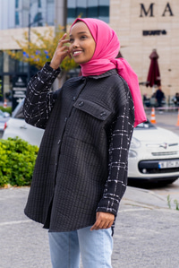 Uygun Fiyatlı SANEL GARNILI KAPITONE GOMLEK SIYAH | Loccomoda.com 