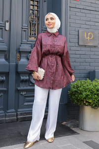 Saray Motiflli Desen Gömlek Bordo