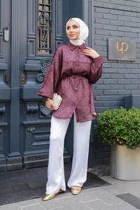 Saray Motiflli Desen Gömlek Bordo