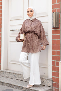 Saray Motiflli Desen Gömlek Kahverengi