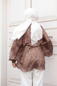 Saray Motiflli Desen Gömlek Kahverengi