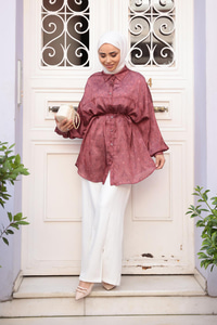 Saray Motiflli Desen Gömlek Kırmızı