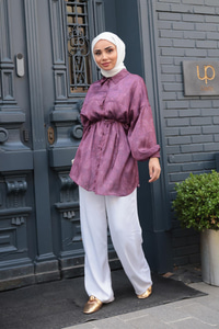 Saray Motiflli Desen Gömlek Mürdüm