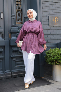 Saray Motiflli Desen Gömlek Mürdüm