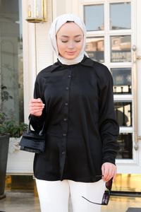 Saten Gömlek  Siyah