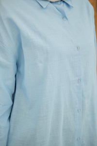 Şeffaf Düğme Detaylı Basic Gömlek Bebe Mavi