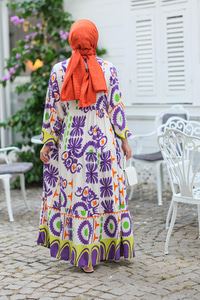 Şekil Desen Elbise Mor