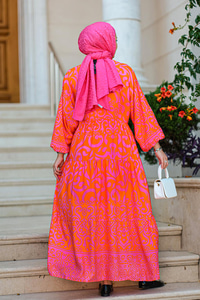 Şekil Desen Elbise Pembe