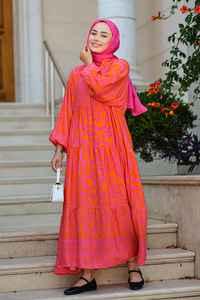 Şekil Desen Elbise Pembe