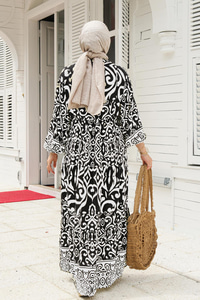 Şekil Desen Elbise Siyah