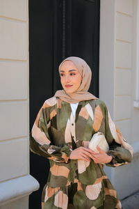 Şekil Desen Elbise Yeşil