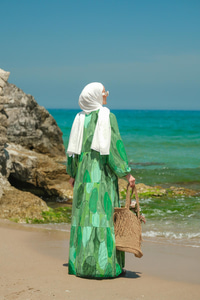 Şekil Desenli Elbise Yeşil