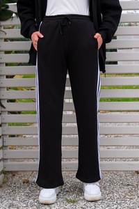 Şerit Çizgili Eşofman Altı Siyah-Beyaz