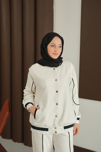 Şerit Detay Takım Beyaz