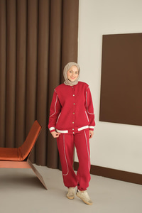 Şerit Detay Takım Bordo