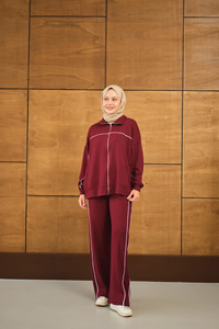 Şerit Detay Takım Bordo