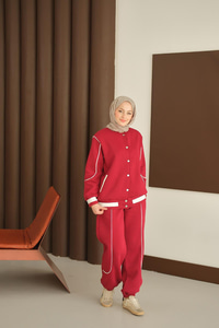 Şerit Detay Takım Bordo