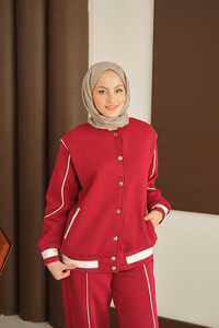 Şerit Detay Takım Bordo